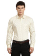 Turtle Men Slim Fit Printed Cotton Tencel Beige Formal Shirt