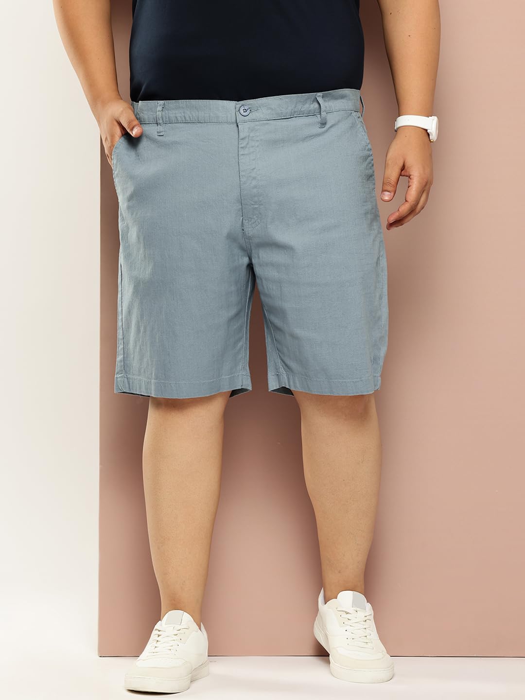 Thomas Scott Mens | Plus Size | Regular Fit | 100% Cotton | Breathable Fabric | Summer Boxer | Shorts for Men(CCBS128_Midblue_4