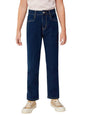 Kotty Boys Straight Fit Cotton Lycra Blend Solid Jeans Denim Blue