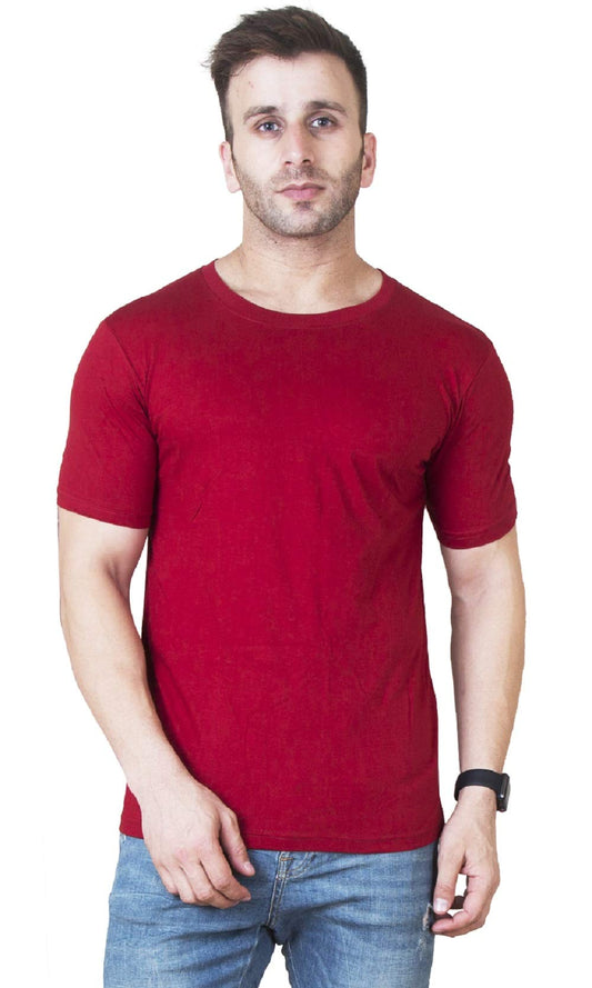 Veirdo Mens Cotton Short Sleeve Solid Regular Fit T-Shirt