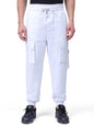 The Indian Garage Co Men Loose Baggy Solid Mid-Rise Cargo Joggers White