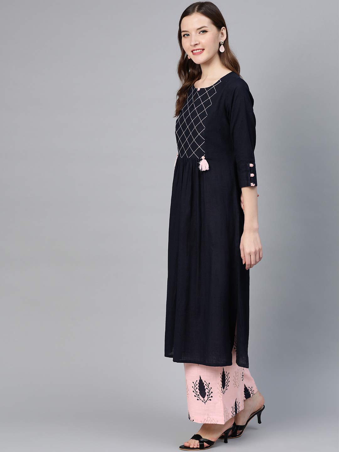Idalia Navy Blue And Light Pink Kurta Set