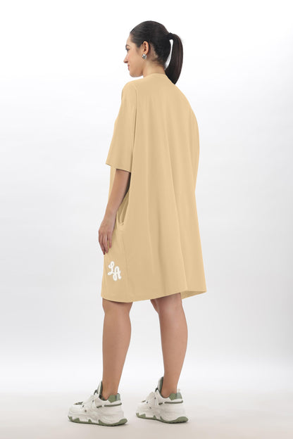 SHODOXWomens Cotton Blend Oversized Drop Shoulder Long T-Shirt with Side Pockets(Pack of 1)