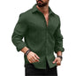 Deelmo MenS Regular Fit Button Down Dress Shirts Textured Long Sleeve Casual Hawaiian Shirt Dark Green