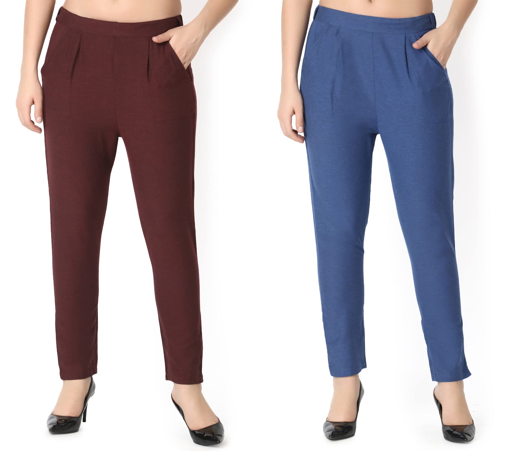 GRECIILOOKS Women's Straight Fit High Rise Straight High-Waisted Pants | Korean Trousers