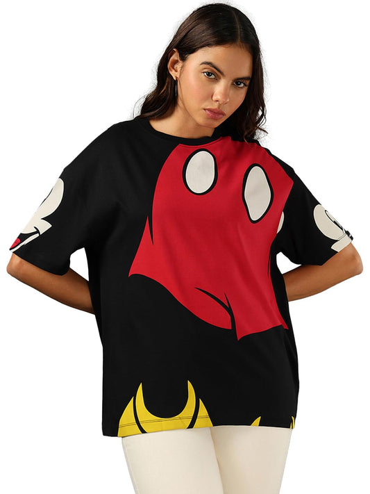 Bewakoof Official Disney Merchandise WomenS Graphic Printed Oversized T-Shirt_581989_Black_2Xl