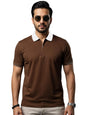 Mens Premium Cotton Polo T-Shirt | 220 GSM Soft Fabric | Casual Stylish Look | Zipper Polo Design Brown Polo T Shirt | Polo Tshi