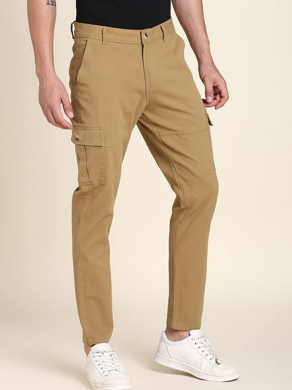 Dennis Lingo Slim Fit Khaki Solid Cargo for Men