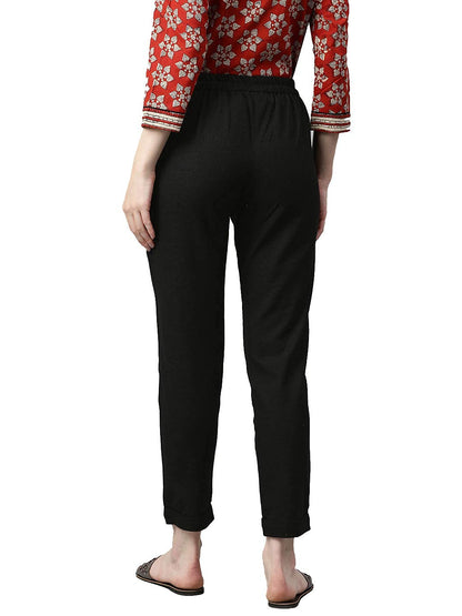 Digital Shopee Women Cotton Trouser Pant For Women | Girls Formal Casual Daily Party Office Wear Black