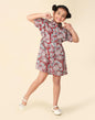 Fabindia Girl's Red Cotton Hand Block Printed Dress Above The Knee 1035079RED