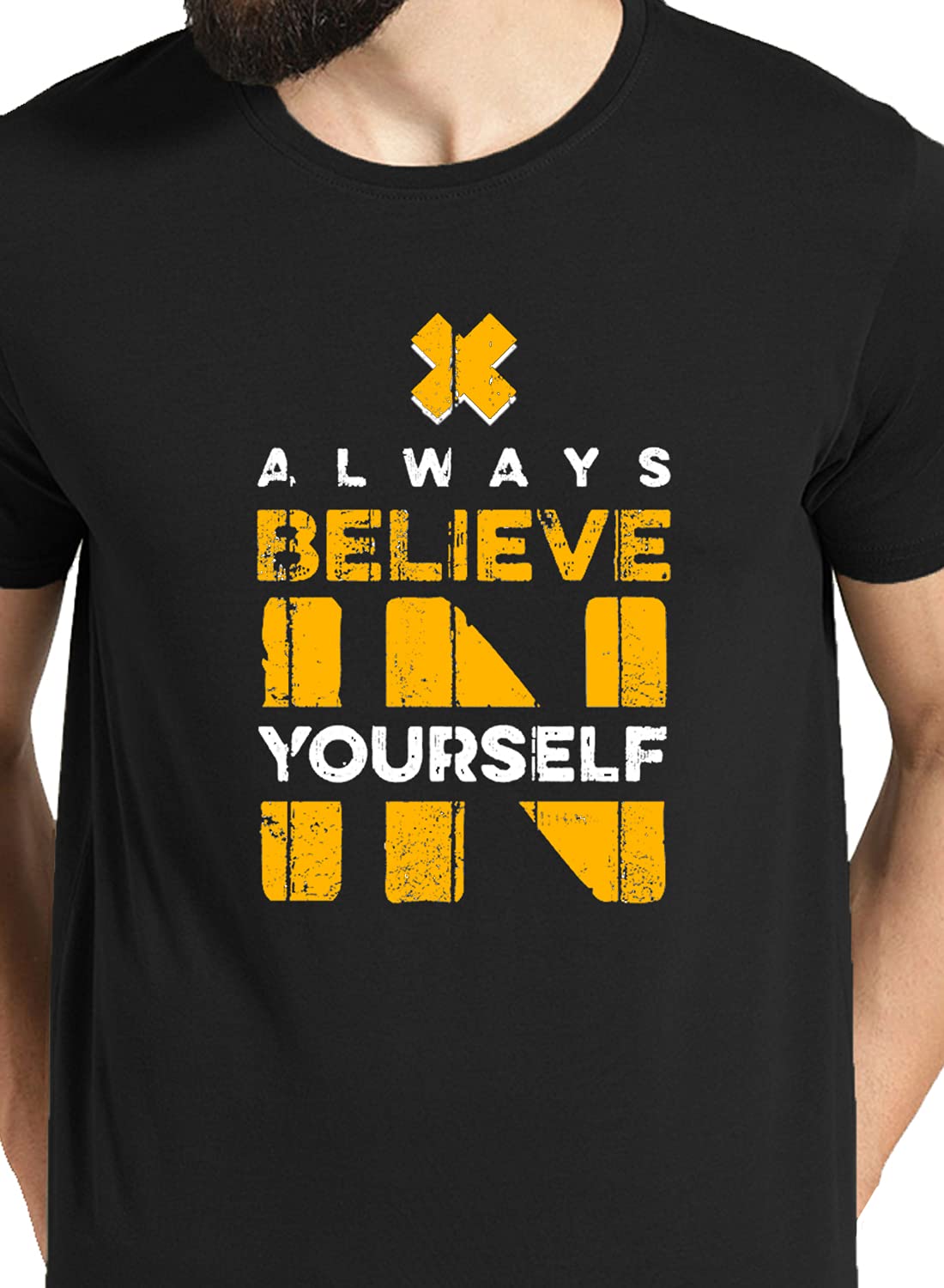 ADRO Believe in Yourself Printed T-Shirts for Men & Women (RNR-S35-BEL-BL)