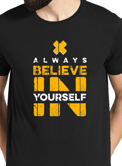 ADRO Believe in Yourself Printed T-Shirts for Men & Women (RNR-S35-BEL-BL)