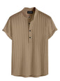 Deelmo MenS Polyster Kurta With Mandarin Collar, Half Placket Buttons, Front Pocket | Half Sleeves | Soft & Breathable Fabric
