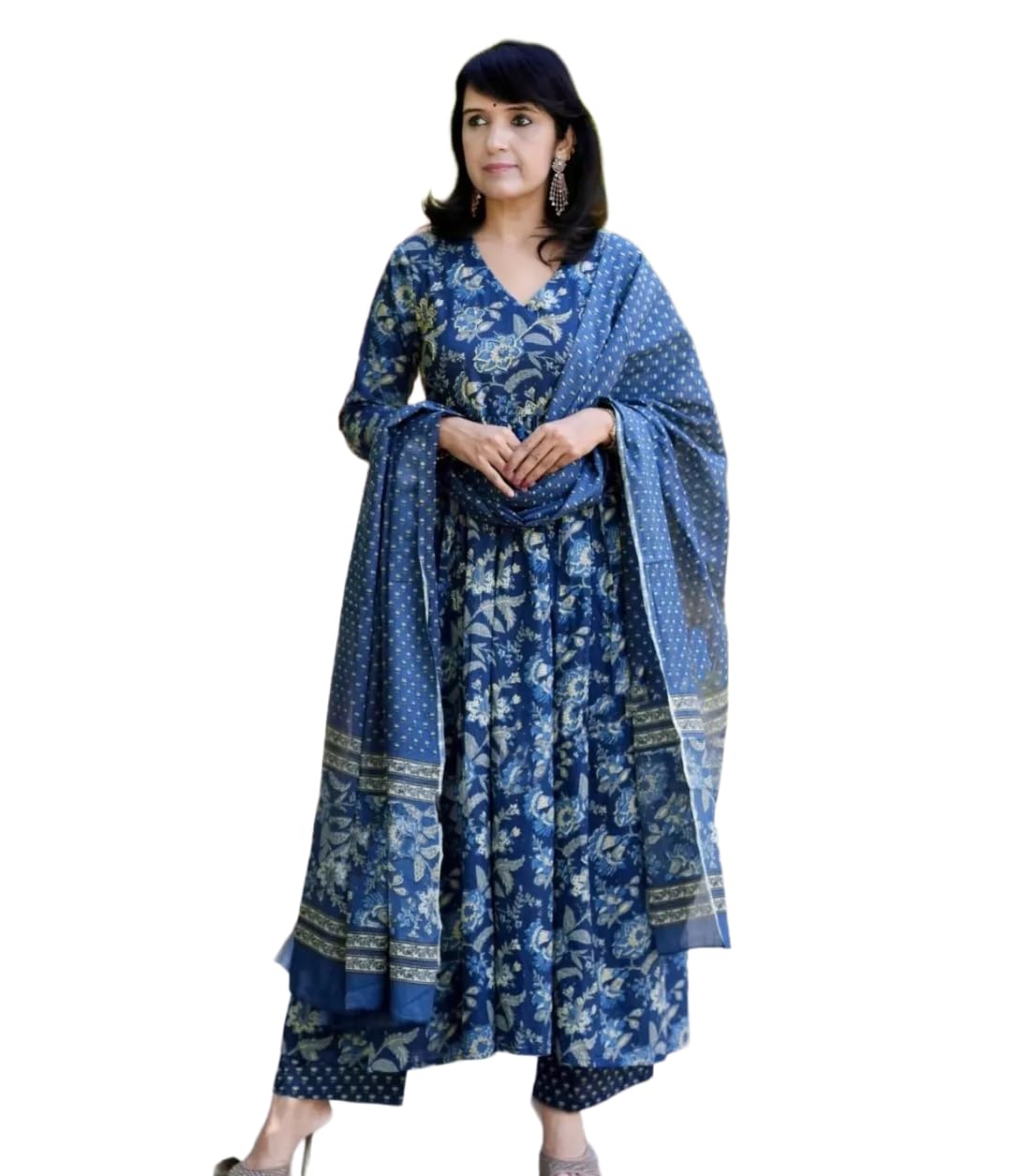 Alvami Womens Viscose Straight Ethnic Set (Vashundhara_Blue