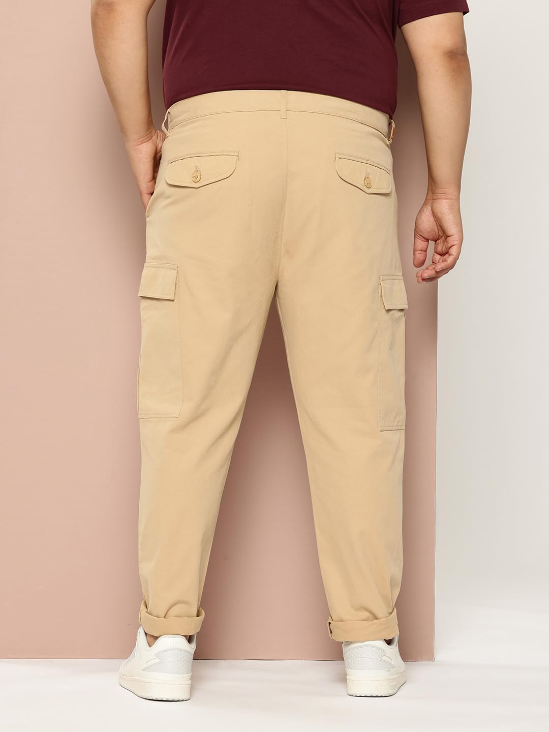 Thomas Scott Mens | Plus Size | Regular Fit | 100% Cotton | 6 Pockets | Breathable Fabric | Solid Color | Cargo Trouser | Casua