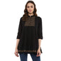 Idalia Womens Ethnic Wear Black Cotton Tunic Tops For Women Fashion