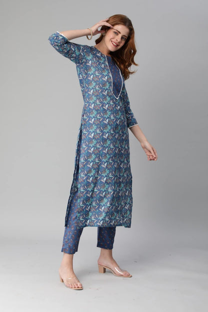 GoSriKi Women's Cotton Blend Kurta and Pant