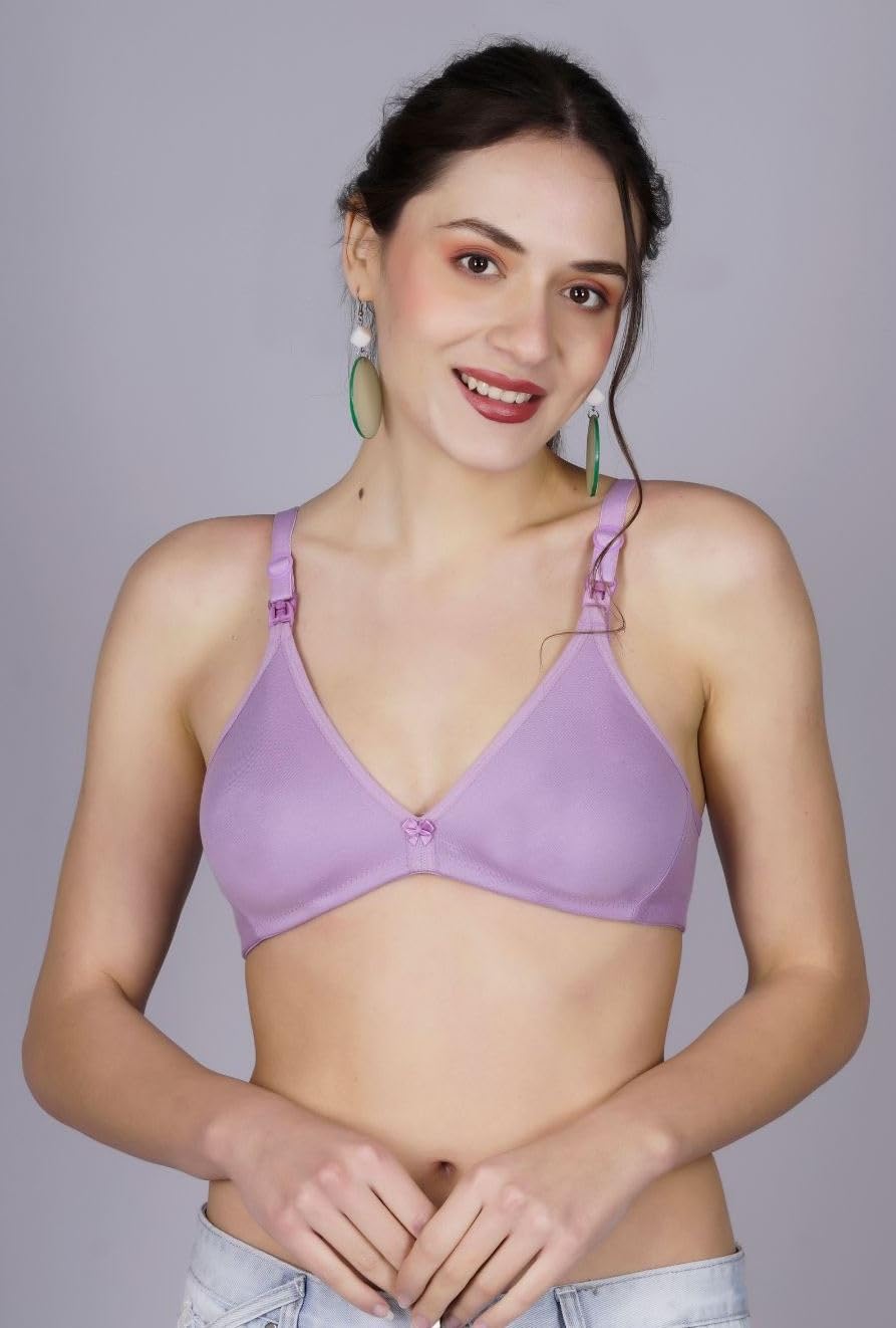 Fabme WomenS Cotton Seamless Nursing Bra (Br0219_Lavender_34)