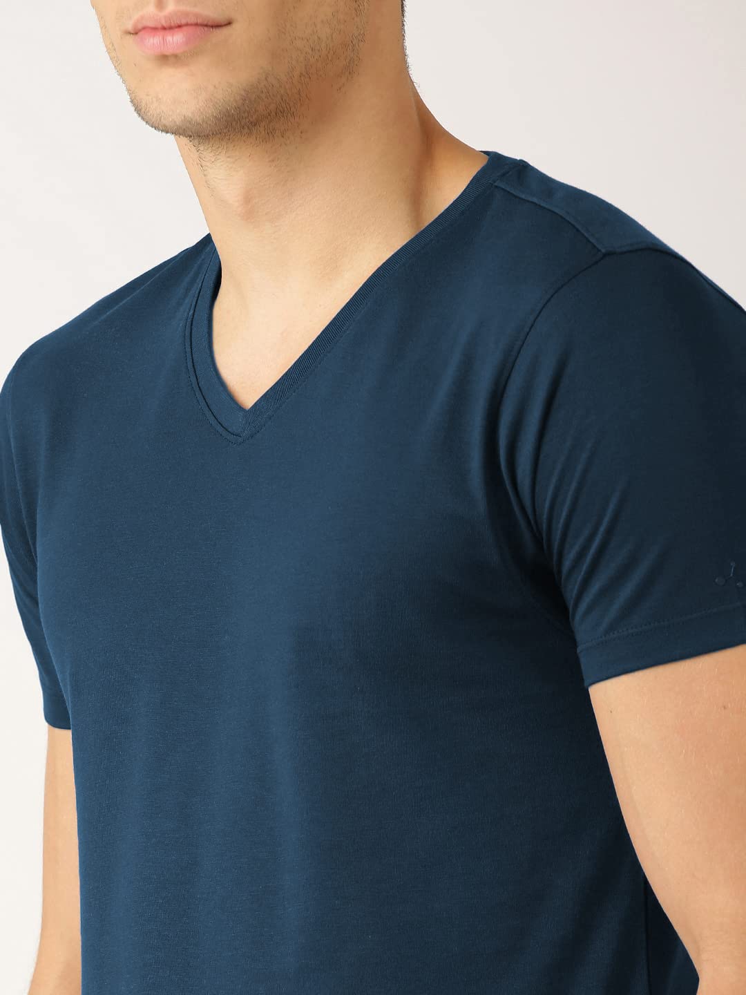 ADRO Men's V Neck Combo Plain Cotton T-Shirts_VCM2-PLN-NB-SB