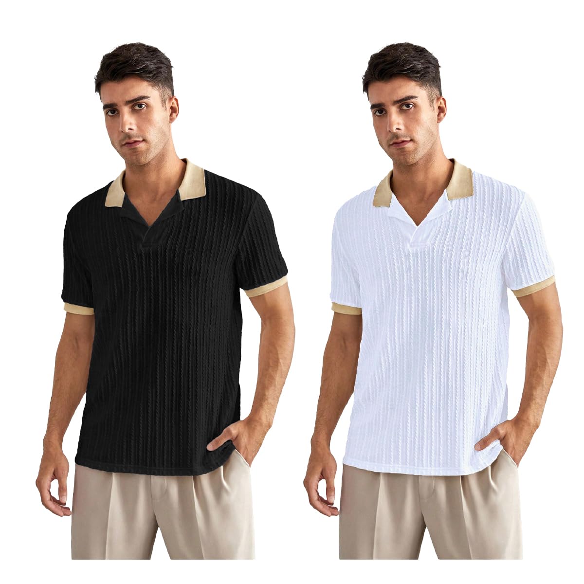 TOPLOT Polo T Shirt for Men || Men Casual T-Shirt || Polo for Man || Jacquard || Contrast Collar and Cuff || Value Pack (V-Jqrd-