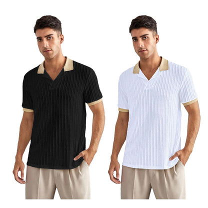TOPLOT Polo T Shirt for Men || Men Casual T-Shirt || Polo for Man || Jacquard || Contrast Collar and Cuff || Value Pack (V-Jqrd-