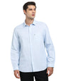 Turtle Men Cotton Linen Slim Fit Light Blue Striped Casual Shirt