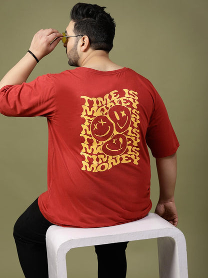 Rigo Printed Oversized T-Shirts | Plus Size Oversized Tees for Men | Drop Shoulder T-Shirt for Man Maroon