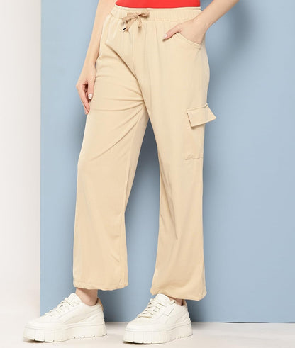 Aarika Girls Casual Wear Fawn Colour Solid Nylon Pant (9-13 Years)