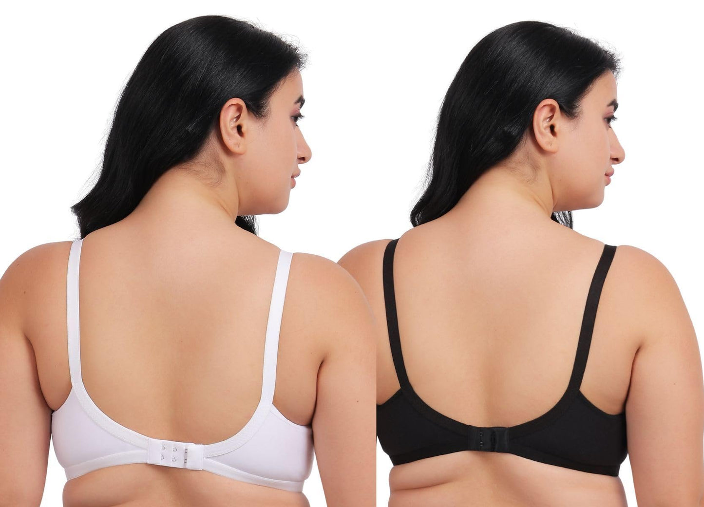 Fabme WomenS Cotton Wire Free Casual Nursing Bra (Pack Of 2) (Po2-Br_14_White, Black