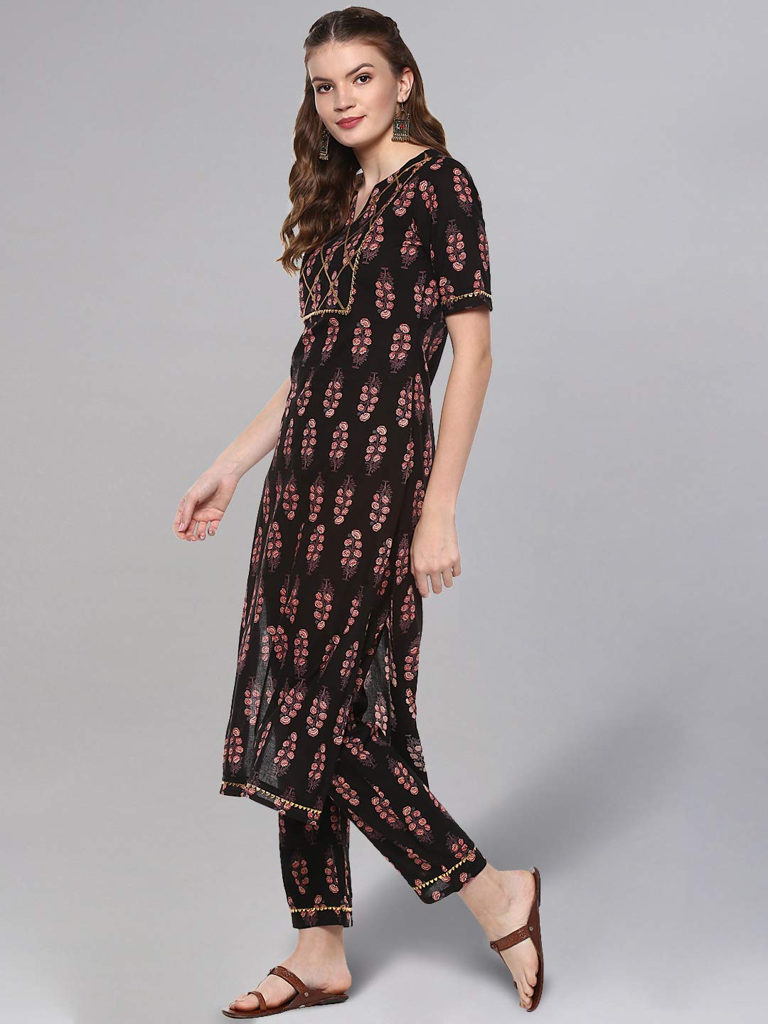 Idalia Printed Straight Cotton Kurta With Pant Set - Ethnic Kurta Set For Women, Great For Wedding & Festive Occasions, Calf Len