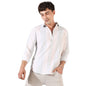 Campus Sutra Mens White and Blue Striped Button Up Spread Collar Shirt for Casual Wear | Regular Fit | Cotton Twill Shirt Craft