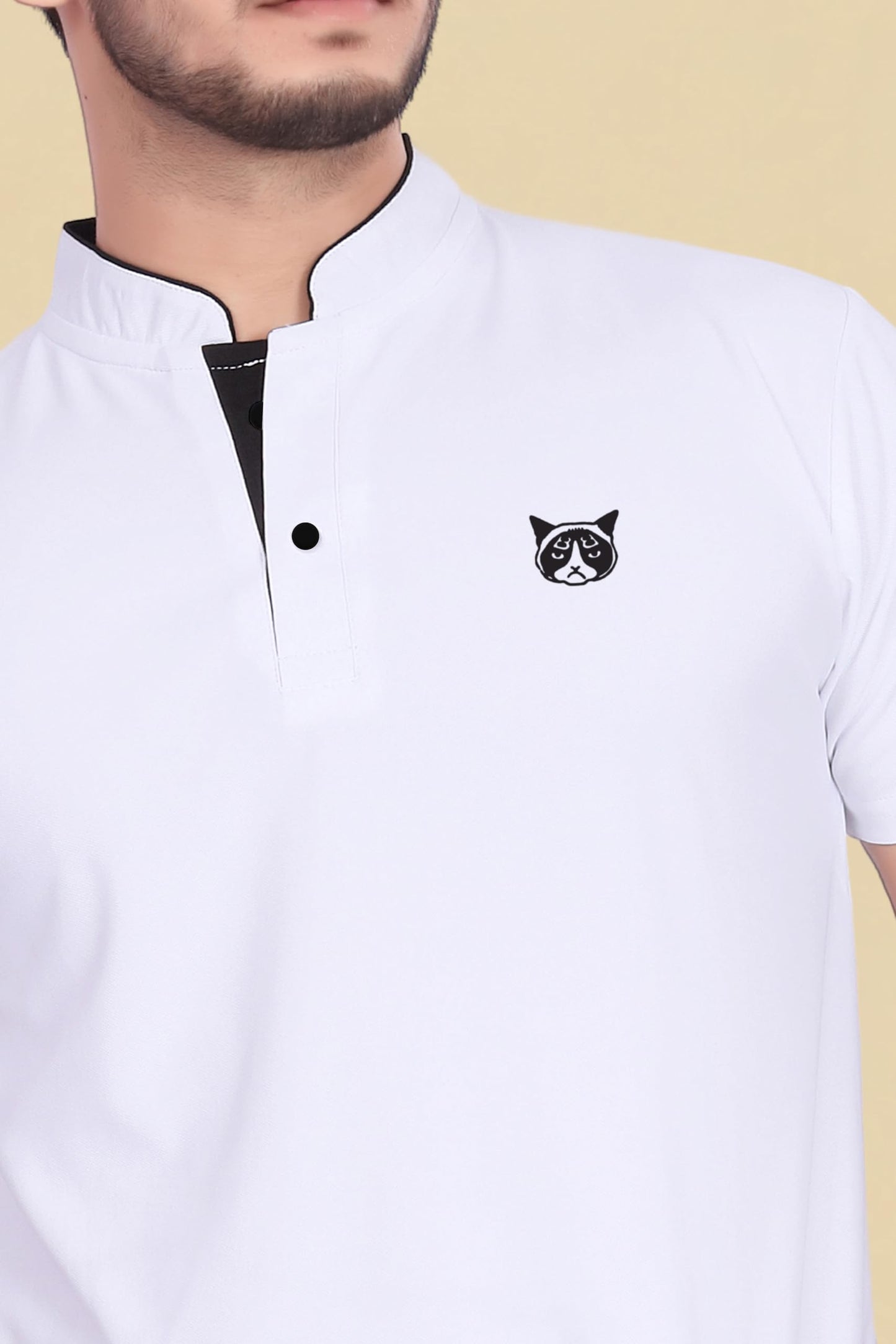 Baghadbillo MenS And BoyS Polyster T-Shirt With Mandarin Collared Neck Half Sleeves Closuer Button And Regular Fit | Polo T Sh