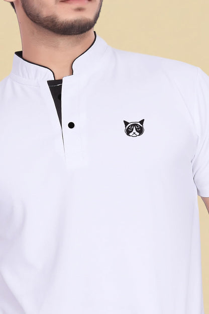 Baghadbillo MenS And BoyS Polyster T-Shirt With Mandarin Collared Neck Half Sleeves Closuer Button And Regular Fit | Polo T Sh