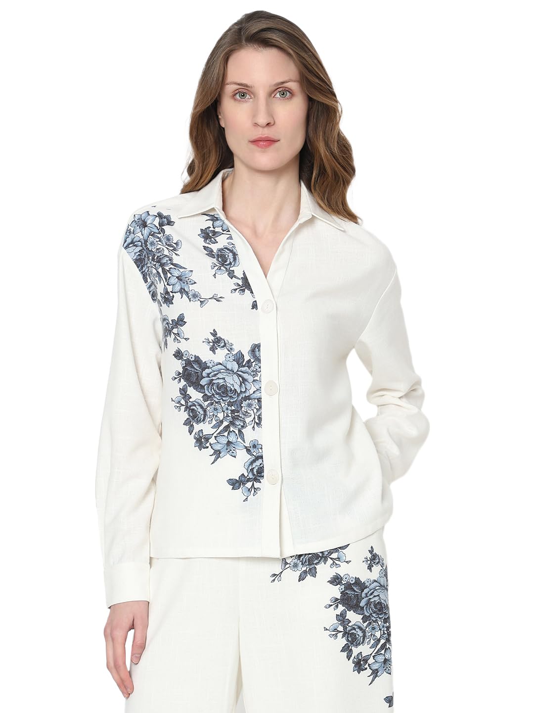 Vero Moda Women Floral Print White Polyester Regular Fit Shirt