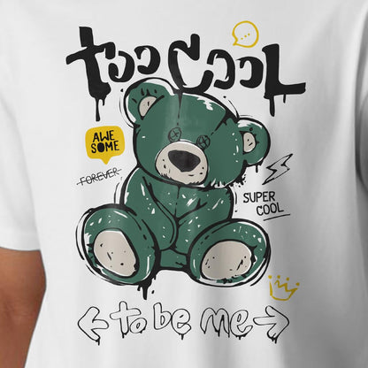 Peppyzone Mens Regular Fit T-Shirt (PZ-RT-Teddy1620_White2