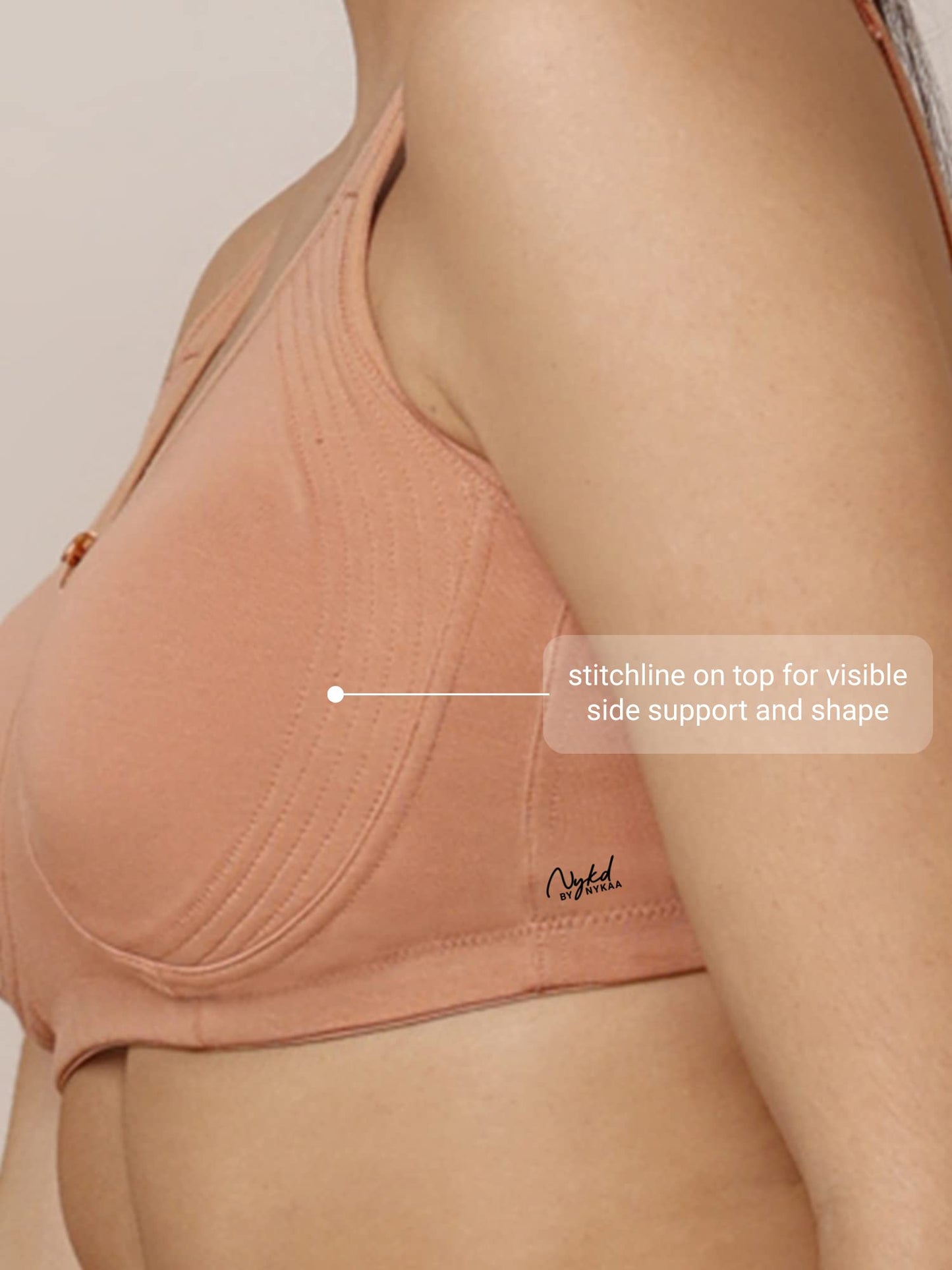 NYKD Everyday Cotton Bra for Women - Encircled with Love | Non-Padded | Wirefree | Full Coverage with Side Support Shaper (NYB16