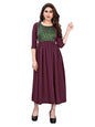 Sanisa Women's Crepe Brocade Patch/Dyed Knee-Length Anarkali Kurta