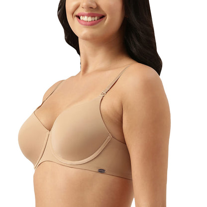 Enamor Womens Nylon Blend Lightly Padded Underwire High Coverage Bra Yellow
