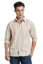 Dennis Lingo Men Cotton Regular Fit Striped Shirts Beige