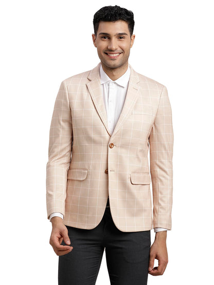 Turtle Men Knitted Checkered Beige Blazer