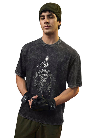 Bewakoof Mens Cotton Official Harry Potter Merchandise Graphic Printed Oversized T-Shirt_625622_ Black_ 3XL