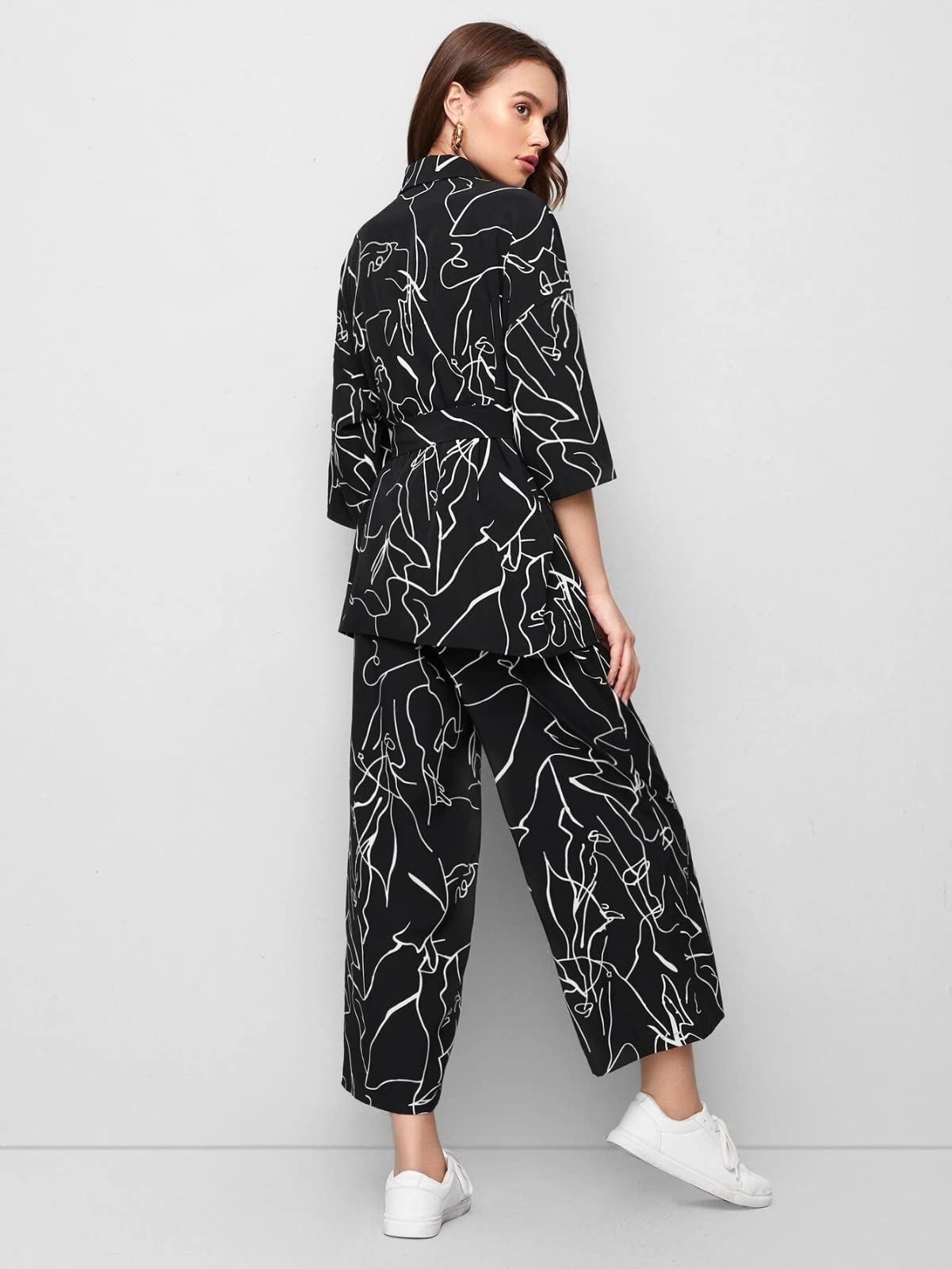 Leriya Fashion Nightdress For Women || Nightdress For Women || Rayon Collared Self Belted Allover Print Shirt Top & Wide Leg Pan