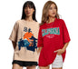 Juneberry Pure 100% Cotton Oversized Loose Baggy Fit Drop Shoulder Latest Aesthetic & Cool Graphic Prinred Half Sleeve T-Shirts