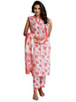 Shienzy WomenS Printed Cotton Blend Sleeveless V-Neck Kurta Pant Dupatta Set || Stylish Indo-Western Kurti For Wedding, Festive