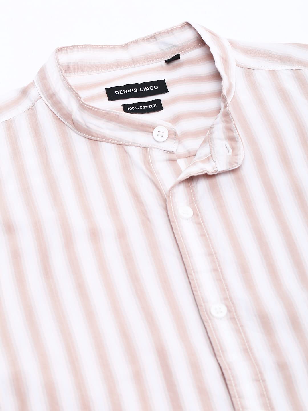 Dennis Lingo MenS Slim Fit Striped Beige1 Casual Shirt