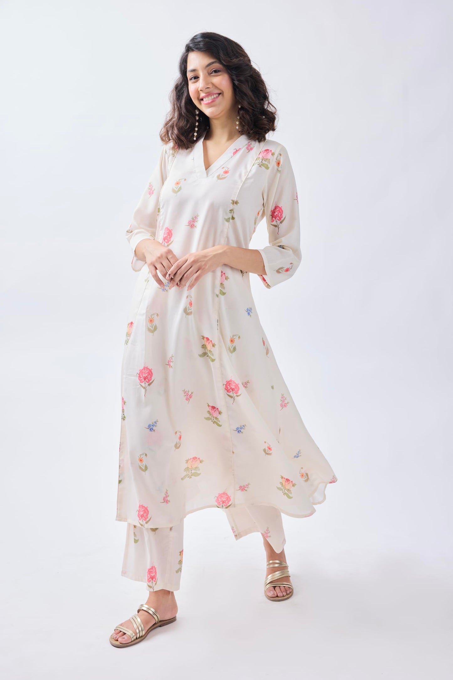 Toochki Dress For Women | Two Piece | Dresses | Long | White Floral Printed | Rayon (Tkcbl-Ry-325-Wh-Dr $Parent)