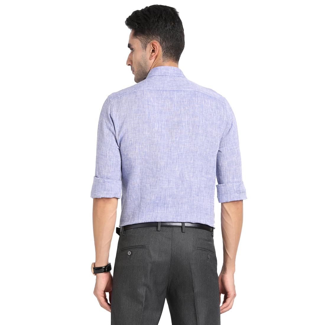 Turtle Men Pure Linen Solid Slim Fit Violet Formal Shirt