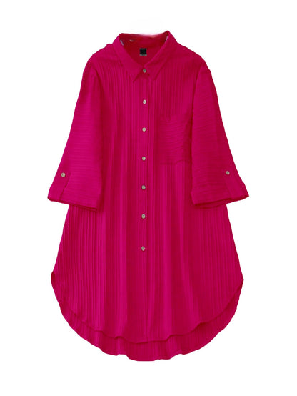 Sheetal Associates Polyester Solid Button Front Shirt Dress For Women || Roll Tab Sleeve & Collared Neck Flared Dress || Office
