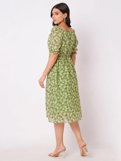 Selvia Western Dress For Women|Georgette Dress For Women|A-Line Dress|Floral Printed Dress For Women|One Piece Dress For Women (