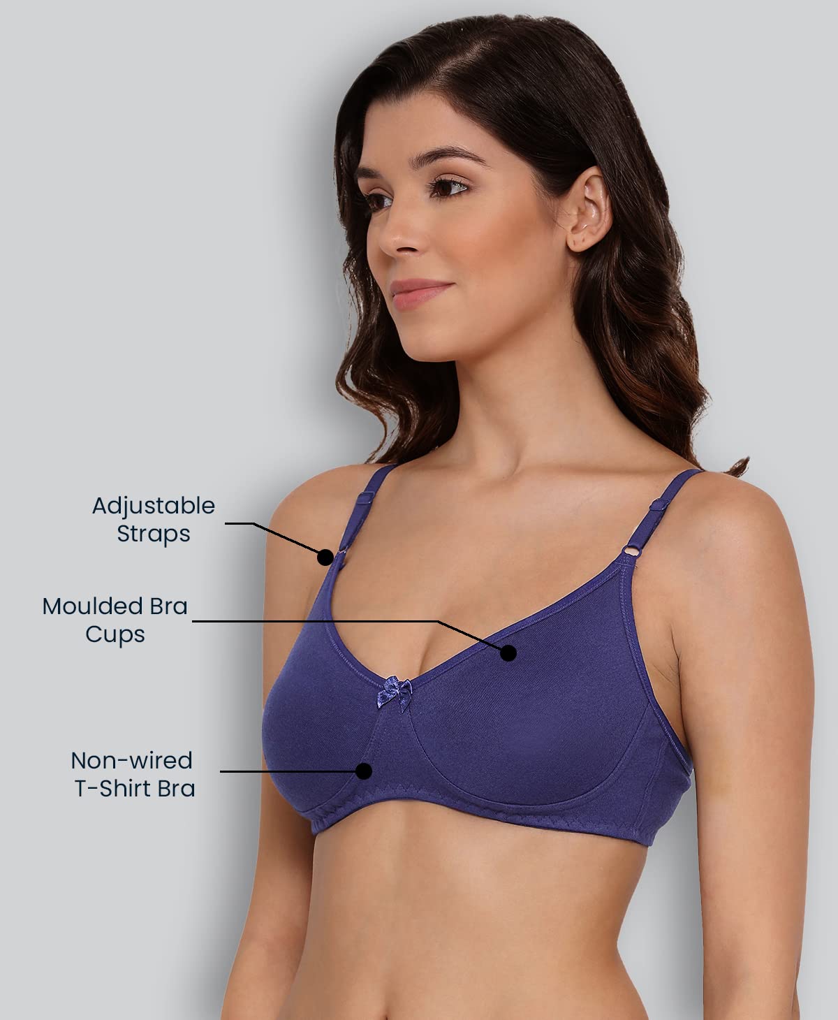 Lyra WomenS Cotton Non Padded Wire Free Seamless Bra Royalblue